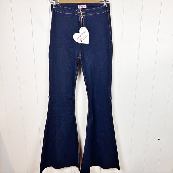 Buddy Love Denim - Buddy Love Moonshine High-Waisted Flare Jeans Dark Wash Hippie Festival Size 28